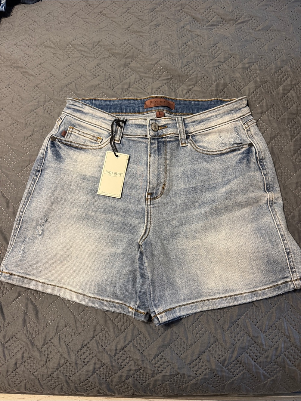 Judy Blue Faded Light Blue High-Rise Denim Shorts